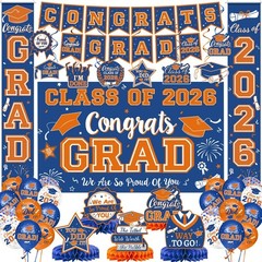 Class of 2026 Graduation Party Decor Set Banner Backdrop Porch Sign Balloons