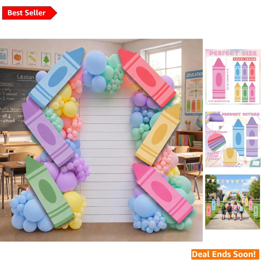 Decorative Back to School Crayon Signs 31.5 Inch, Classroom or Yard, Multi-Co…