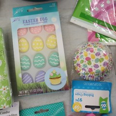 Large Easter Spring Bunny Party Supply Lot Napkins plates table cloths Bags Pan