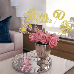 15 Pack Happy 60th Birthday Party Decorations, 60th Birthday Centerpieces Sticks