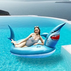 Inflatable Shark Pool Floats, 95″ Large Inflatable Ride on Pool Raft, Shark P…