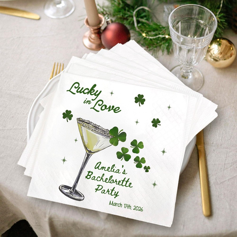 Custom Lucky in Love Bachelorette Guest Towels Personalized Napkins SATTNA0326
