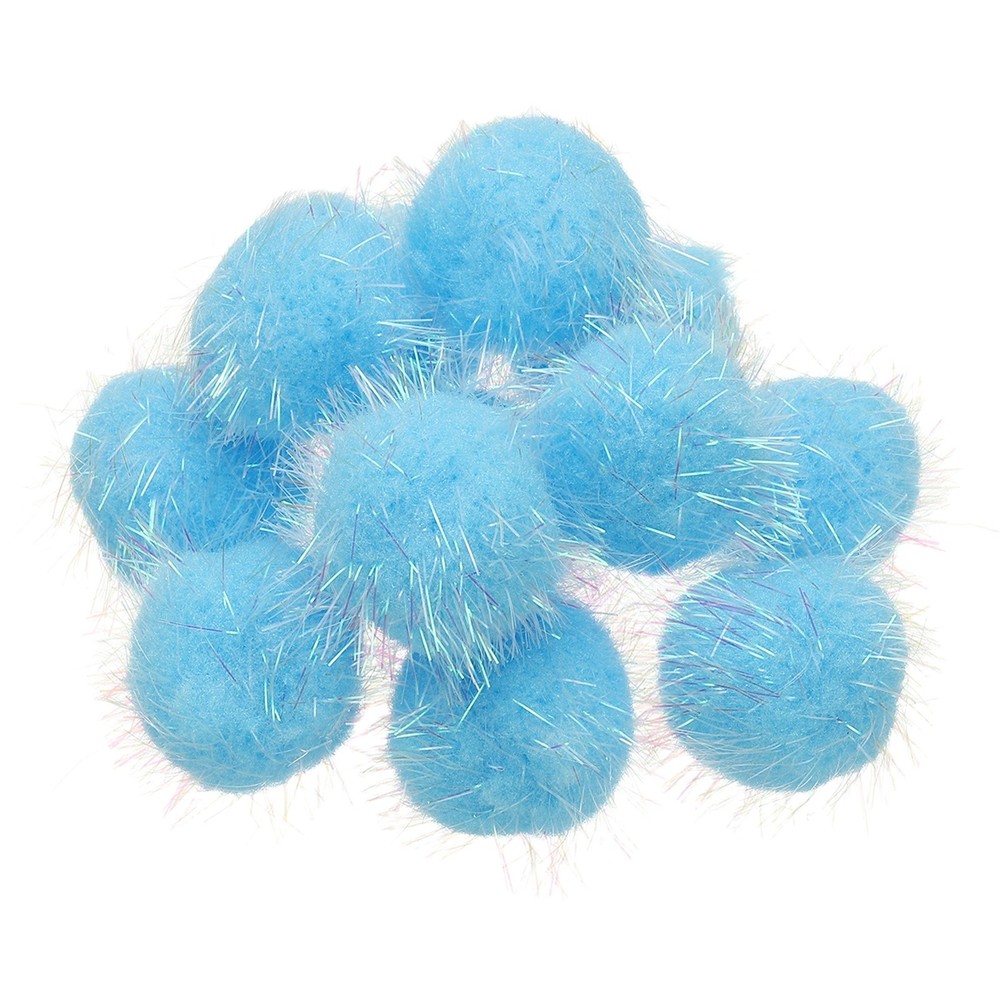 12Pcs 1.8 Inch Sparkle Flash Balls Pet Cat Pom Pom Fuzzy Balls Blue]
