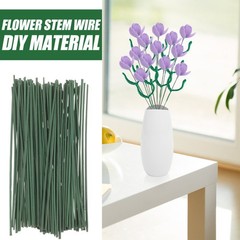 100Pcs Reusable Metal Floral Stem Wires Green Wire Flower Stem for DIY Crafts