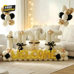 145Pcs Housewarming Party Decorations, 40Inch Beige Welcome Home Balloon