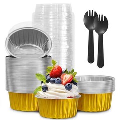 Graduation Party 50Pcs Mini Aluminum Foil Cupcake,5oz Baking Cups with Lids,M…