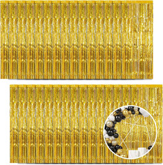 30 Pack Gold Foil Fringe Curtain Backdrop, 3.3X8.2 Feet Metallic Tinsel Streamer