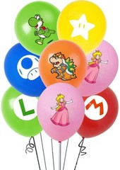 49 Pcs Super Mario Theme Birthday Banner Cake Toppers Balloons Decoration UK