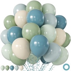 Sage Green Dusty Blue Balloons, 60Pcs 12 Inch Sage green Dusty blue Light Gre…