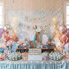 24 Pcs Bubble Garlands Mermaid Party Decoration Clear Dazzling Flat Cutouts Hang