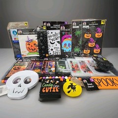 Bulk Halloween Decorations Set of 24 Kits, Skeletons/Spiders/Pumpkin Party Pack.