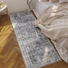 Runner Rug Hallway Washable Kitchen 2’7″ x 8′ (Rectangular), Grey