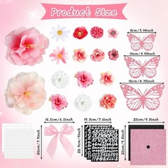 55 Pcs Pink DIY Graduation Cap Decorations Faux Assorted Flowers Pink Bows 3D…
