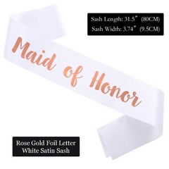 Bachelorette Sashes 6 PACK for Bride Bridesmaid White Maid of Honor Team