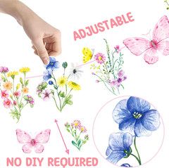 2PCS Wildflower Party Banners Spring Floral Butterfly Party Decorations 12ft
