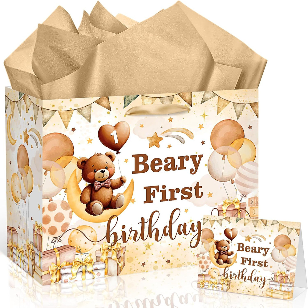 Beary First Birthday Decorations for Boys Girls Beary 1St Birthday Gift Bags wit