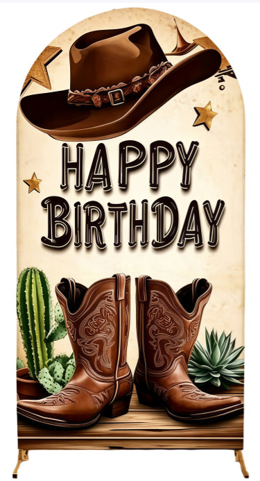 Western Cowboy Arch Backdrop Cover Happy Birthday Party Photo Background Decor
