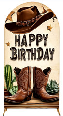 Western Cowboy Arch Backdrop Cover Happy Birthday Party Photo Background Decor