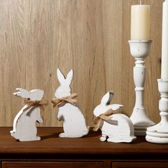 Easter Decorations 3 Pcs Rustic Bunny Wooden Table Centerpiece Signs White, F…
