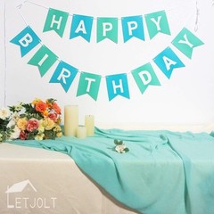Mint Blue Happy Birthday Banner Signs Supplies for Boy Birthday Party Decorat…