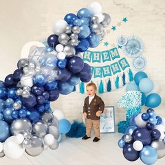 Blue White Silver Balloon Arch Kit, Navy Blue Silver White Balloon Garland wi…