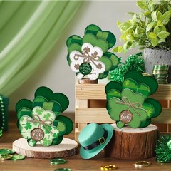 Yulejo 3 Pcs St. Patrick’s Day Shamrock Table Decorations Shamrock Tiered Tra…