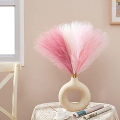 Serwalin Pampas Grass Pink Decor 17.7 17 Inch 6 Pcs, A Blush & Cream &