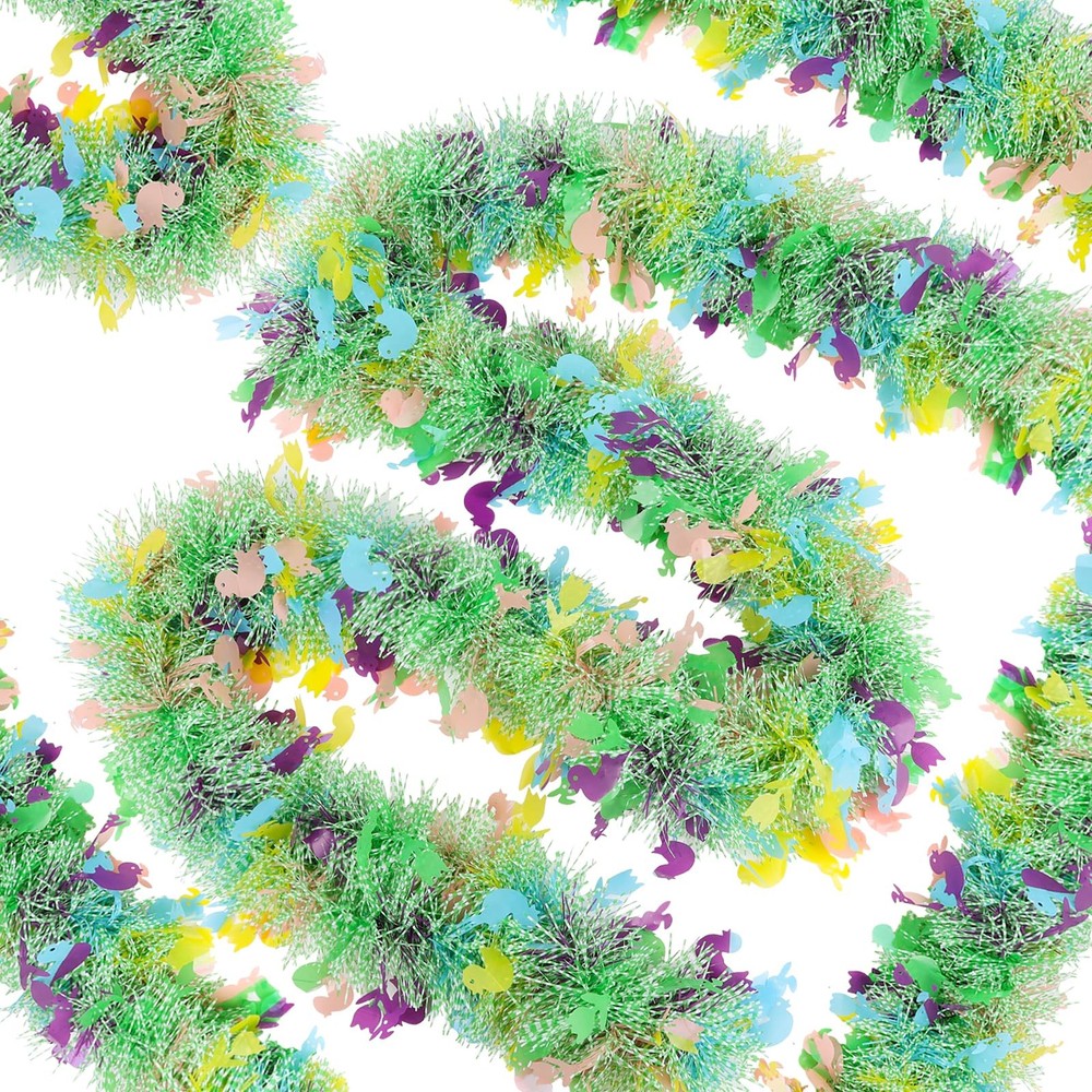 KIMOBER Easter Tinsel Green Yellow Blue, Green;white;yellow;pink;blue