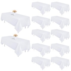 12 Pack White Table Cloth 60 x 102 Inch Rectangular Tablecloths for 6 Foot Re…