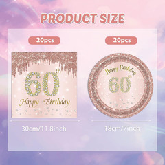 40 PCS 60Th Birthday Decorations for Women Rose Gold Party Supplies Include 60Th