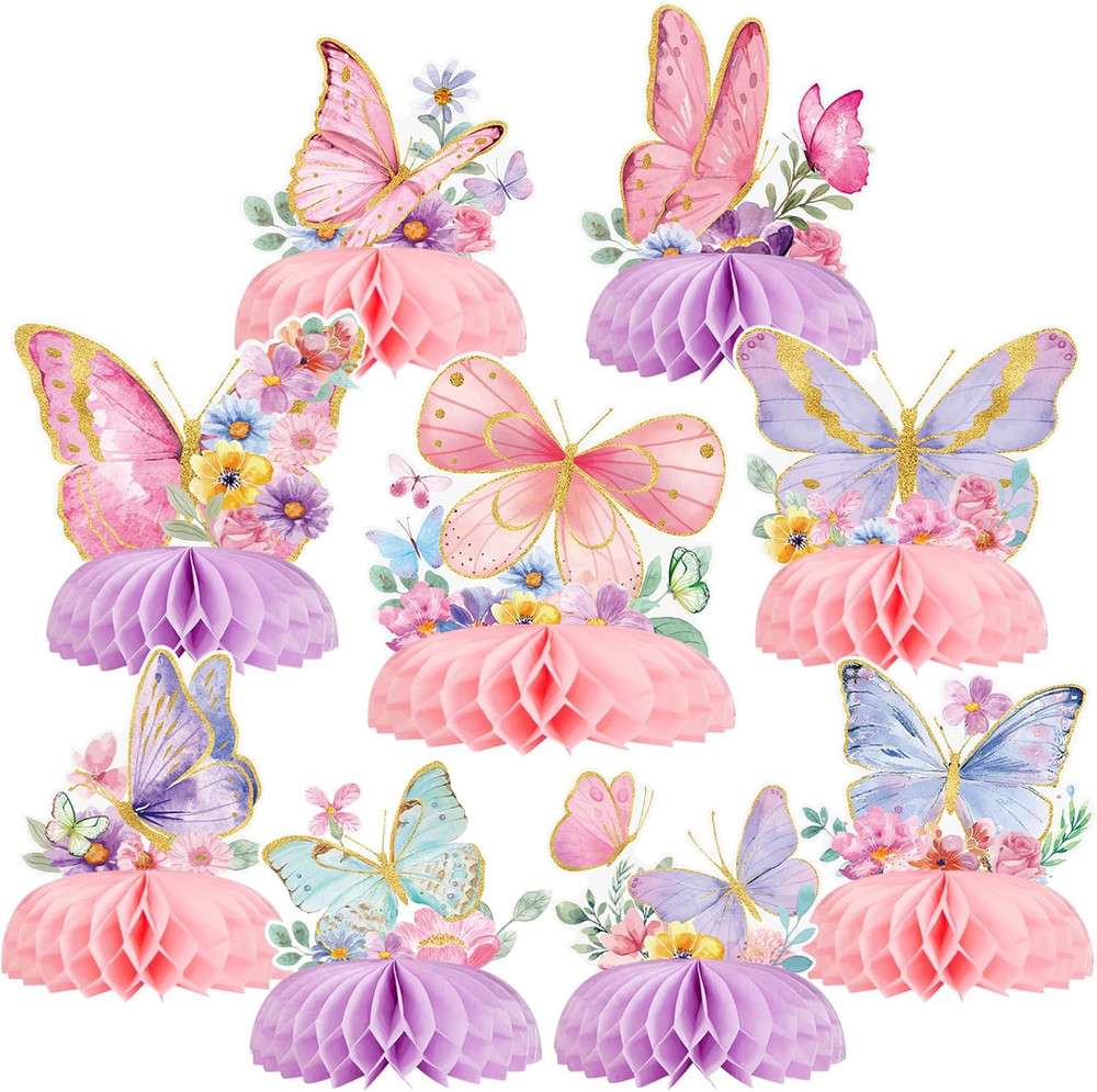 9 PCS Butterfly Centerpieces for Tables Butterfly Birthday Party Decorations Spr