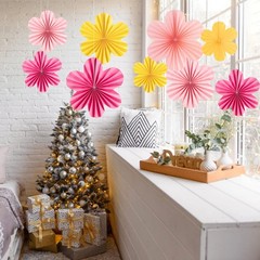 Colorful Paper Flower Decorations – Wall Decor, Floral Backdrop, Hanging Fans, C