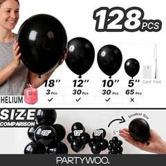 Black Balloons 128 pcs Different Sizes of 18 12 10 5 Inch Black Black-y18