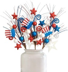 3 PCS Patriotic Artificial Picks White Blue Red Stars for 4th of July Indepen…