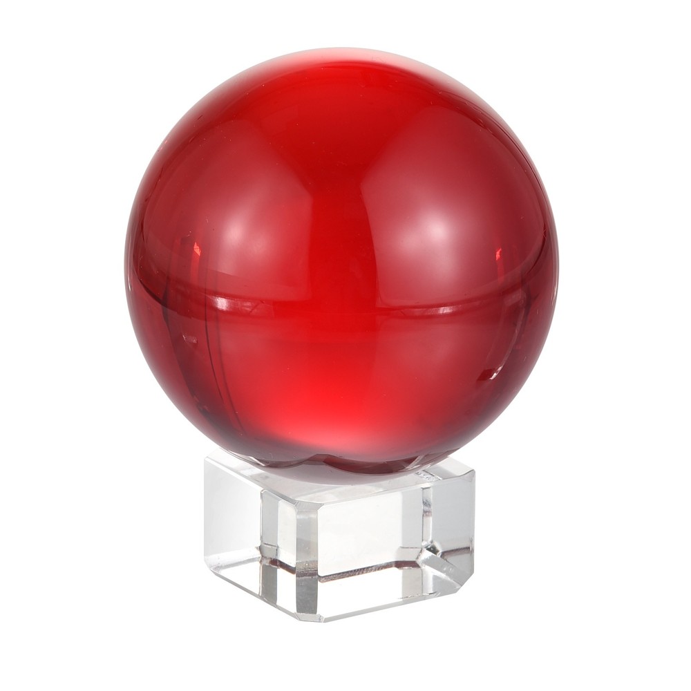 1Set 50mm/2″ K9 Crystal Ball Decorative Ball w Box and Crystal Stand Red