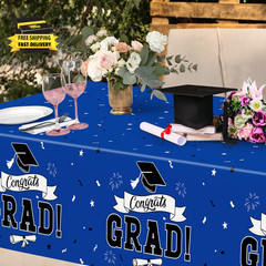 2 PCS Graduation Decorations 2026, 108″ X 54″ Blue Graduation Tablecloth, Dispos