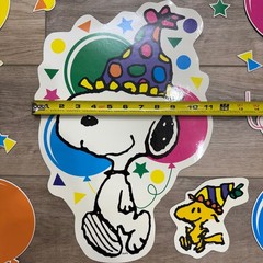 Vintage Peanuts Snoopy Woodstock Magnets Happy Birthday Set Fridge Large Rare