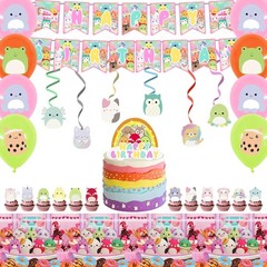 Squishmallow Party Decoration Birthday Supplies Balloon Tablecloth Cake Topper