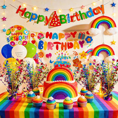 6 Pack Metallic Colorful Table Centerpiece Party Decoration Rainbow Theme Foil S