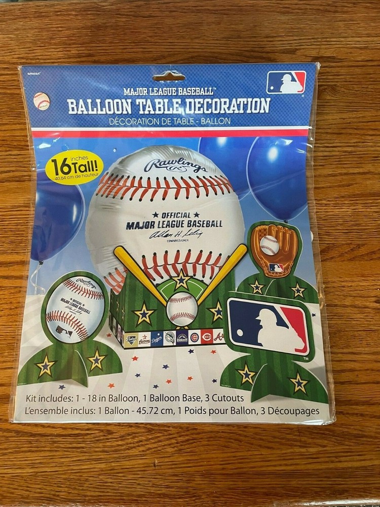 MLB BASEBALL FOIL BALLOON TABLE DECORATION CENTERPIECE KIT NEW