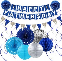 Father’s Day Decorations Set Banner Bunting Lanterns Fans Swirls Party Supplies