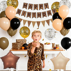 Leopard Birthday Decorations, Gold Cheetah Print Animal Balloons Brown Black and