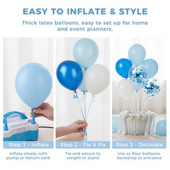 60 PCS Light Blue Baby Blue and White Balloons, 12 inch Blues Confetti Latex …