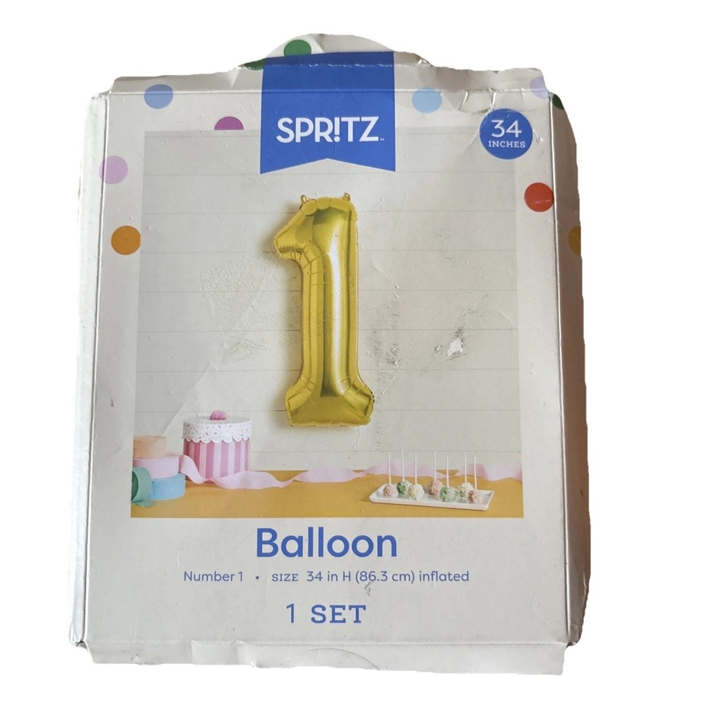 34″ Gold Number 1 Balloon Spritz Birthday Celebration Party Decor Foil Helium