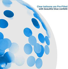 Royal Blue Confetti Latex Balloons, 50Pcs 12 Inch Light Blue Baby Blue and White