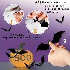 140pcs Bats Hallween Decorations Bats Wall Decor Realistic PVC 3D Black Scary…