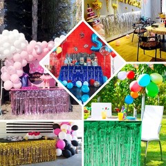 Efavormart 30″ x 9ft Metallic Foil Fringe Table Skirt, Self-Adhesive Party Table