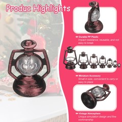 Dollhouse Micro Lantern, 1.32″ Height, Plastic Simulation Oil Lamp Copper, 2pcs