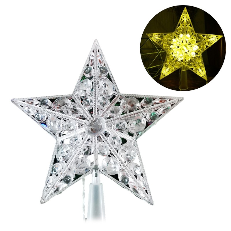 Nordic Christmas Tree Star with LED Light Battery Crystal Bead Treetop