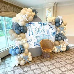 She’s Tying The Knot Backdrop Blue Tie The Knot Bridal Shower Decorations Blu…